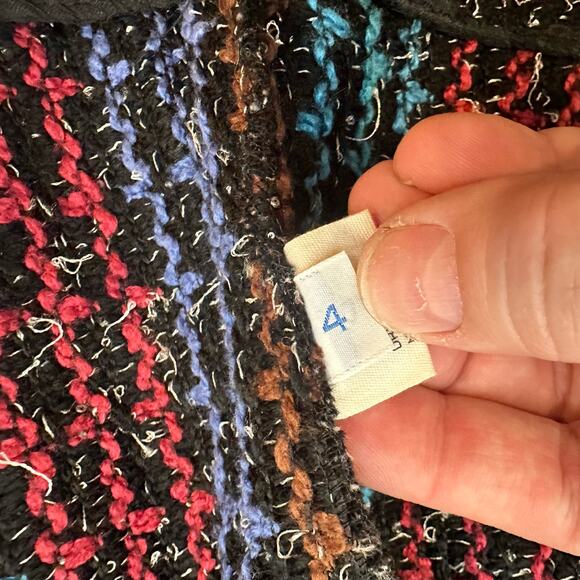 Doncaster Vintage 80s Black Textured Confetti Sweater Jacket Blazer Cardigan 4 S - Picture 7 of 10